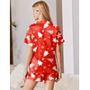 Ekouaer Silk Pajamas for Women Short Sleeve Button Down Satin Pj Shorts Set(Christmas Red Gingerbread Man)