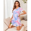Ekouaer Women’s Nightgown Sleepwear Soft Sleepshirt Short Sleeve Lace Trim Nightshirt Sexy Pajama Dress(Tie Dye)