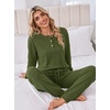 Ekouaer Womens Pajama Sets 2 Piece Soft Pjs Long Sleeve Lounge Set(Army Green)