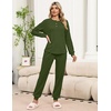 Ekouaer Womens Pajama Sets 2 Piece Soft Pjs Long Sleeve Lounge Set(Army Green)