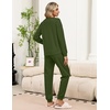 Ekouaer Womens Pajama Sets 2 Piece Soft Pjs Long Sleeve Lounge Set(Army Green)