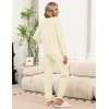 Ekouaer Womens Pajama Sets 2 Piece Soft Pjs Long Sleeve Lounge Set(Beige)