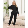 Ekouaer Womens Pajama Sets 2 Piece Soft Pjs Long Sleeve Lounge Set(Black)