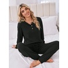 Ekouaer Womens Pajama Sets 2 Piece Soft Pjs Long Sleeve Lounge Set(Black)