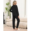 Ekouaer Womens Pajama Sets 2 Piece Soft Pjs Long Sleeve Lounge Set(Black)