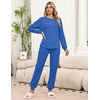 Ekouaer Womens Pajama Sets 2 Piece Soft Pjs Long Sleeve Lounge Set(Blue)