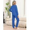Ekouaer Womens Pajama Sets 2 Piece Soft Pjs Long Sleeve Lounge Set(Blue)