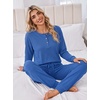 Ekouaer Womens Pajama Sets 2 Piece Soft Pjs Long Sleeve Lounge Set(Blue)