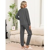 Ekouaer Womens Pajama Sets 2 Piece Soft Pjs Long Sleeve Lounge Set(Grey)