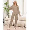 Ekouaer Womens Pajama Sets 2 Piece Soft Pjs Long Sleeve Lounge Set(Khaki)
