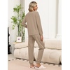 Ekouaer Womens Pajama Sets 2 Piece Soft Pjs Long Sleeve Lounge Set(Khaki)