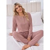 Ekouaer Womens Pajama Sets 2 Piece Soft Pjs Long Sleeve Lounge Set(Pink)
