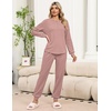 Ekouaer Womens Pajama Sets 2 Piece Soft Pjs Long Sleeve Lounge Set(Pink)