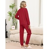 Ekouaer Womens Pajama Sets 2 Piece Soft Pjs Long Sleeve Lounge Set(Red)