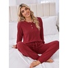 Ekouaer Womens Pajama Sets 2 Piece Soft Pjs Long Sleeve Lounge Set(Red)