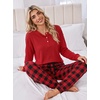 Ekouaer Womens Pajama Sets 2 Piece Soft Pjs Long Sleeve Lounge Set(Red Plaid)