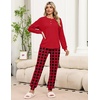 Ekouaer Womens Pajama Sets 2 Piece Soft Pjs Long Sleeve Lounge Set(Red Plaid)