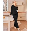 Ekouaer Womens Pajama Sets Long Sleeve Button Down Lounge Sets with Pockets(Black)