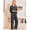 Ekouaer Womens Pajama Sets Long Sleeve Button Down Lounge Sets with Pockets(Dark Heather Grey)