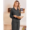 Ekouaer Womens Pajama Sets Long Sleeve Button Down Lounge Sets with Pockets(Dark Heather Grey)