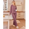 Ekouaer Womens Pajama Sets Long Sleeve Button Down Lounge Sets with Pockets(Deep Red)