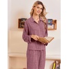 Ekouaer Womens Pajama Sets Long Sleeve Button Down Lounge Sets with Pockets(Deep Red)