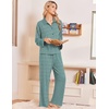 Ekouaer Womens Pajama Sets Long Sleeve Button Down Lounge Sets with Pockets(Green White Striped)