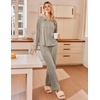 Ekouaer Womens Pajama Sets Long Sleeve Button Down Lounge Sets with Pockets(Khaki)