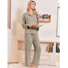 Ekouaer Womens Pajama Sets Long Sleeve Button Down Lounge Sets with Pockets(Khaki)