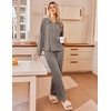 Ekouaer Womens Pajama Sets Long Sleeve Button Down Lounge Sets with Pockets(Light Beige)