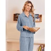Ekouaer Womens Pajama Sets Long Sleeve Button Down Lounge Sets with Pockets(Light Blue)