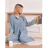 Ekouaer Womens Pajama Sets Long Sleeve Button Down Lounge Sets with Pockets(Light Blue)