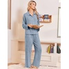 Ekouaer Womens Pajama Sets Long Sleeve Button Down Lounge Sets with Pockets(Light Blue)