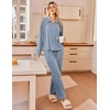 Ekouaer Womens Pajama Sets Long Sleeve Button Down Lounge Sets with Pockets(Light Blue)