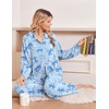Ekouaer Womens Pajama Sets Long Sleeve Button Down Lounge Sets with Pockets(Light Blue Bow)
