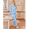 Ekouaer Womens Pajama Sets Long Sleeve Button Down Lounge Sets with Pockets(Light Blue Bow)