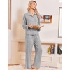 Ekouaer Womens Pajama Sets Long Sleeve Button Down Lounge Sets with Pockets(Light Heather Grey)