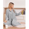 Ekouaer Womens Pajama Sets Long Sleeve Button Down Lounge Sets with Pockets(Light Heather Grey)