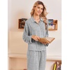 Ekouaer Womens Pajama Sets Long Sleeve Button Down Lounge Sets with Pockets(Light Heather Grey)