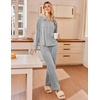 Ekouaer Womens Pajama Sets Long Sleeve Button Down Lounge Sets with Pockets(Light Heather Grey)
