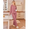 Ekouaer Womens Pajama Sets Long Sleeve Button Down Lounge Sets with Pockets(Mauve)