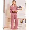Ekouaer Womens Pajama Sets Long Sleeve Button Down Lounge Sets with Pockets(Mauve)