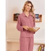 Ekouaer Womens Pajama Sets Long Sleeve Button Down Lounge Sets with Pockets(Mauve)
