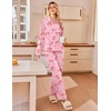 Ekouaer Womens Pajama Sets Long Sleeve Button Down Lounge Sets with Pockets(Pink Bow)