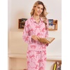 Ekouaer Womens Pajama Sets Long Sleeve Button Down Lounge Sets with Pockets(Pink Bow)