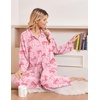 Ekouaer Womens Pajama Sets Long Sleeve Button Down Lounge Sets with Pockets(Pink Bow)