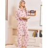 Ekouaer Womens Pajama Sets Long Sleeve Button Down Lounge Sets with Pockets(Pink Santa Bow Gingerbread)