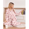 Ekouaer Womens Pajama Sets Long Sleeve Button Down Lounge Sets with Pockets(Pink Santa Bow Gingerbread)