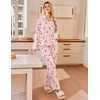 Ekouaer Womens Pajama Sets Long Sleeve Button Down Lounge Sets with Pockets(Pink Santa Bow Gingerbread)