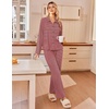Ekouaer Womens Pajama Sets Long Sleeve Button Down Lounge Sets with Pockets(Red White Striped)